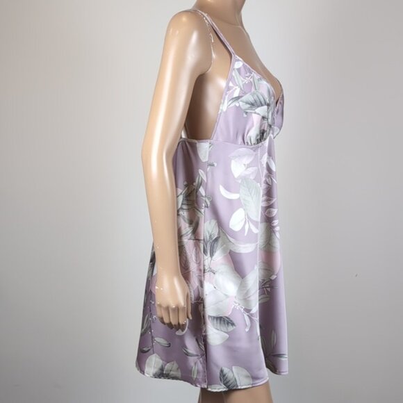 3/$20 La Vie En Rose Satin Floral Cami Nightgown Babydoll Lingerie Slip Dress - Picture 9 of 14